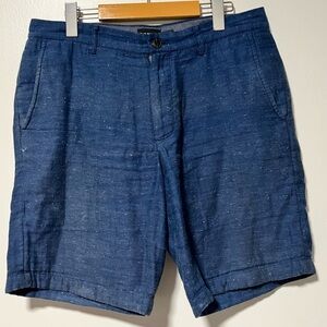 Club Monaco Maddox Fit Men’s Blue Linen-Blend Shorts Size 31 - Classic